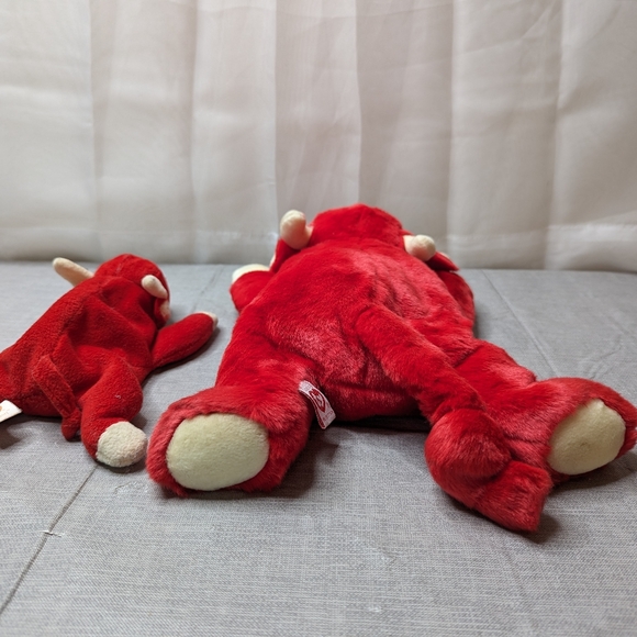 1995 1998 TY Beanie Buddies Babies Snort Red Bull Plush Toy 9" 15" Lot Of 2 - Picture 6 of 13